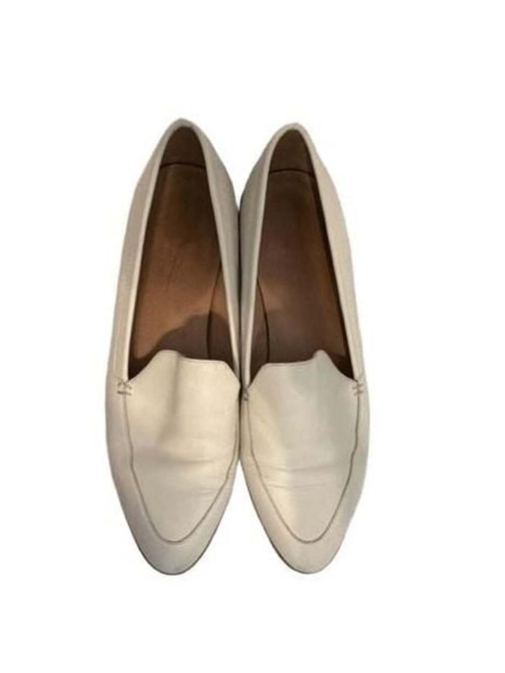 Madewell White Leather Pointed Toe Loafer Flats